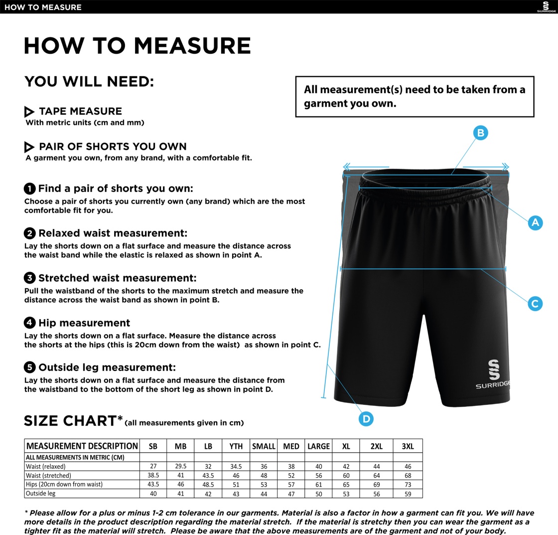 Moldgreen Rugby Club Ripstop Short - Size Guide