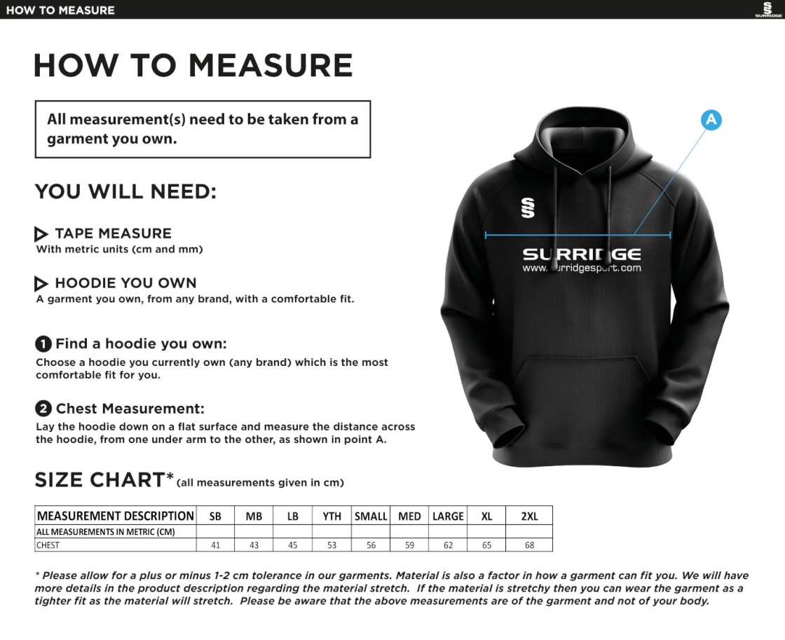 Moldgreen Rugby Club Blade Hoody - Size Guide